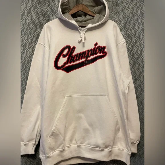 NWT Champion Powerblend Fleece Mens Long Sleeve Hoodie Big and Tall. 2XB. White - Picture 4 of 15